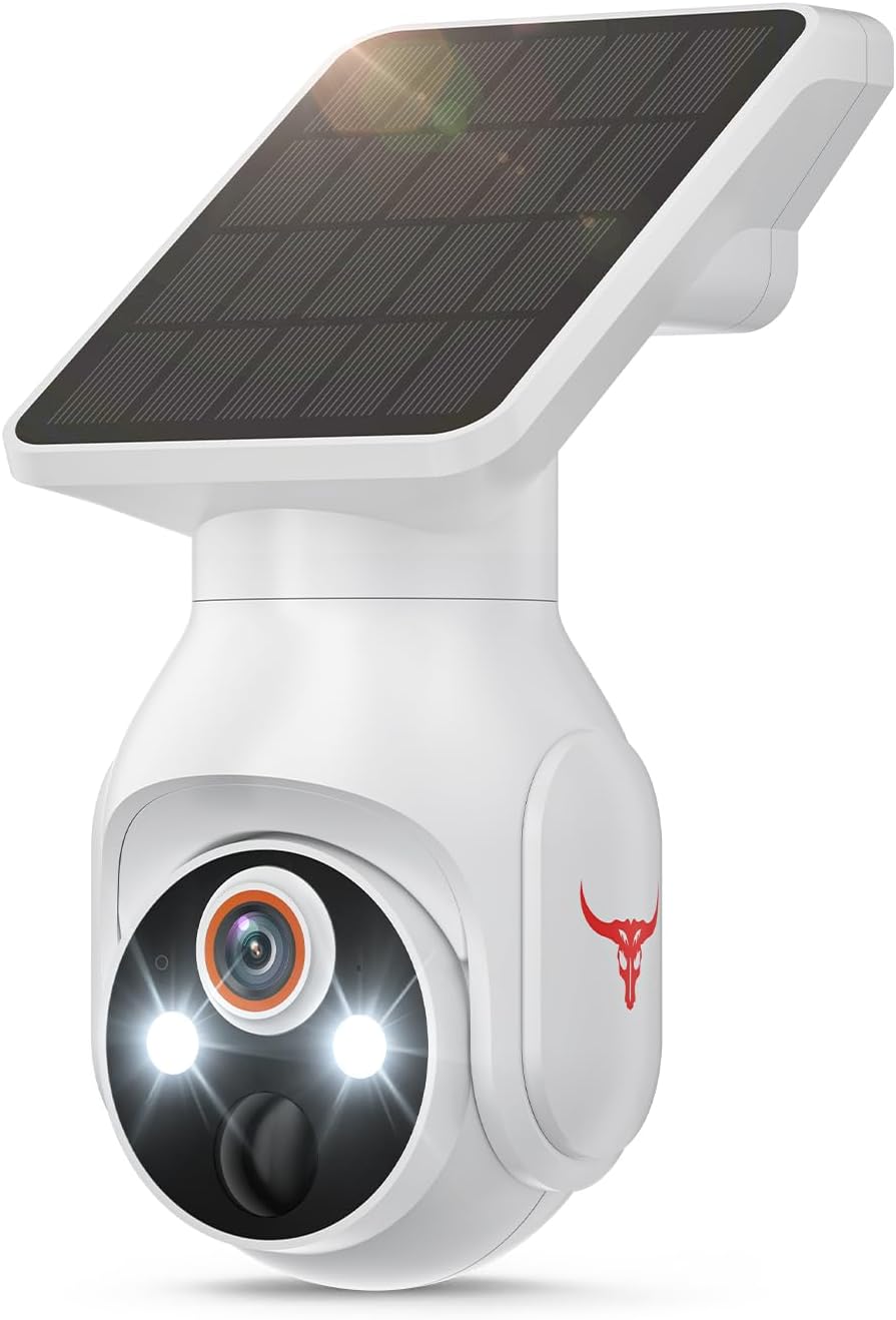 1080p Security Camera Wireless with Solar Panel, Smart AI Human Detection, 2-Way Audio, Color Night Vision, 2.4G WiFi, Cloud Storage, Indoor/Outdoor Surveillance Bullet Cam (WiFi)
