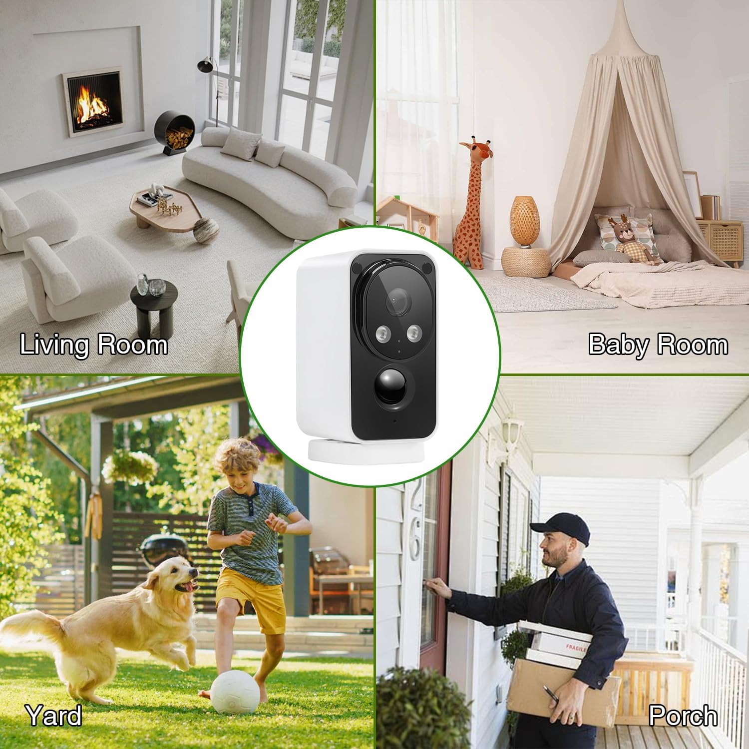 Security Cameras Wireless Outdoor 180° Pan Rotate 2K Color Night Vision Cameras for Home Security Motion Detection Siren 2-Way Talk Battery Powered IP65 Waterproof 2.4GHz WiFi Cloud/SD Storage 2-Pack